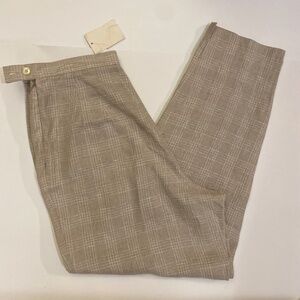 Talbots 100% Irish Linen Plain Trouser Pants High Rise Tan NWT Size 14